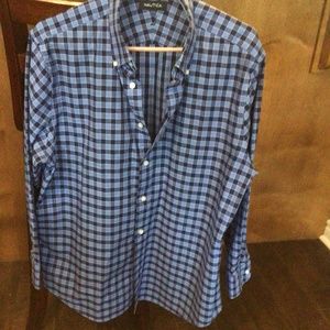 Nautica new men’s shirt light blue/dark blue sz Lrg 16 1/2 32/33